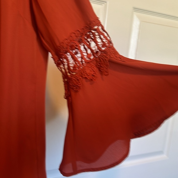 Zac & Rachel Orange Small Lightweight Orange Blouse Office Bell Sleeves - Picture 3 of 6